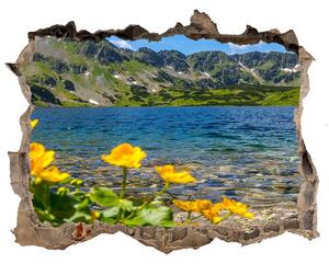 Díra 3D ve zdi nálepka Jazero v horách nd-k-162951795