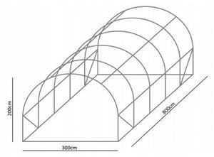 Záhradný fóliovník zelený, rolovacie dvere 800x300 cm TUN5620
