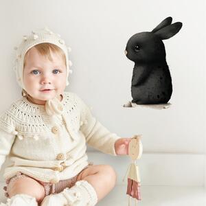 INSPIO-textilná prelepiteľná nálepka - Samolepky pre deti - Čierny zajko