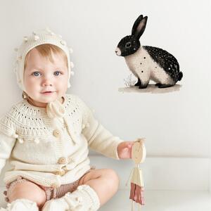 INSPIO-textilná prelepiteľná nálepka - Čiernobiely zajačik - nálepka do detskej izby
