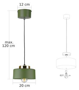 Závesný luster IGNIA na lanku 1xE27/60W/230V zelená/zlatá