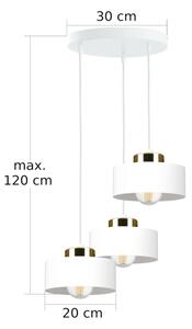 Závesný luster na lankovom vedení IGNIA 3xE27/60W/230V biela/zlatá