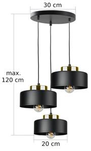 Závesný luster na lankách IGNIA 3xE27/60W/230V čierna/zlatá