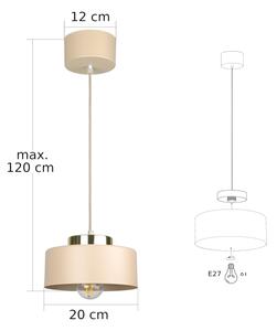 Luster na lanku IGNIA 1xE27/60W/230V béžový/zlatý
