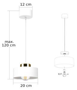 Luster na lanku IGNIA 1xE27/60W/230V biela/zlatá