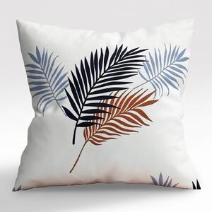 Ervi obliečka na vankúš bavlnený - hnedé a modré palmové listy