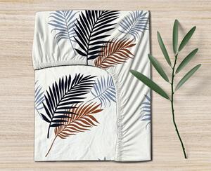 Ervi bavlnené napínacie prestieradlo - hnedé a modré palmové listy