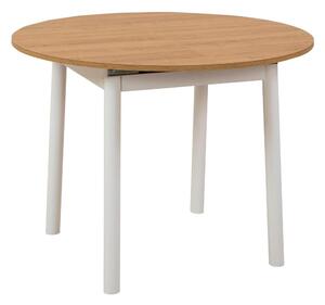 Rozkladací jedálenský stôl Duvasa 5 (dub + biela) (pre 4 osoby). Vlastná spoľahlivá doprava až k Vám domov. 1093747