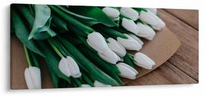 Obraz kytice bielych tulipánov (120x50 cm)