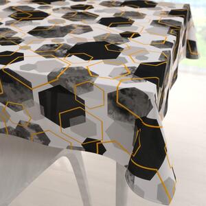 Biante Bavlnený štvorcový obrus Sandra SA-482 Sivo-čierne mramorové hexagóny 40x40 cm