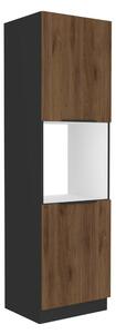NovýNábytok.sk Skrinka na rúru Monzesa 60 DP-210 2F (čierna + orech okapi). Vlastná spoľahlivá doprava až k Vám domov. 1119613