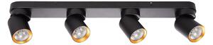 Bodové svietidlo Andy, 4x čierne/zlaté kovové tienidlo, b