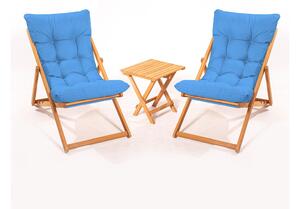Súprava záhradného stola a stoličiek Kikadu 5 (modrá + prírodná) (pre 2 osoby). Vlastná spoľahlivá doprava až k Vám domov. 1093850