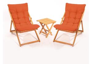 Súprava záhradného stola a stoličiek Kikadu 5 (oranžová + prírodná) (pre 2 osoby). Vlastná spoľahlivá doprava až k Vám domov. 1093854