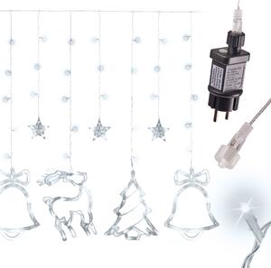IKO Vianočné svetielka 138 LED, 2,5m Sobíkovia – studená biela