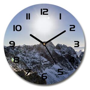 Sklenené nástenné hodiny okrúhle Zima v Tatrách