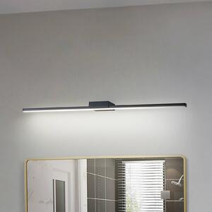 Zrkadlová lampa Lucande LED Kivana, čierna, kov, 90 cm, IP44, Čierna, Kúpeľňa, Hliník, Moderný, Nástenné svietidlo