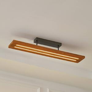Lindby LED stropné svietidlo Nesaja, čierne, drevo, 98 cm, stmievateľné