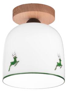 Stropné svietidlo KOLARZ Chalet, biely/zelený jeleň, Ø 19 cm
