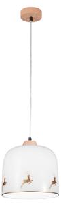 Závesná lampa KOLARZ Chalet, biela/jelenovo zlatá farba, Ø 25 cm