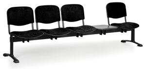 Čalúnená lavica do čakární VIVA, 4-sedadlo, so stolíkom, čierna, čierne nohy
