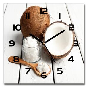 Sklenené hodiny štvorec Kokosový olej