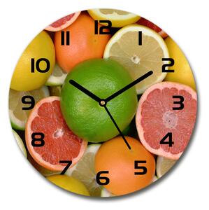 Sklenené hodiny okrúhle Citrusové ovocie