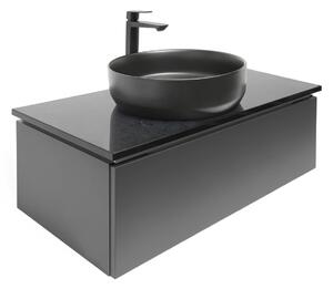 Kúpeľňová skrinka s kamennou krycí doskou a umývadlom SAT Feel 100x30x46 cm antracit SATFEEL100ANTTKB