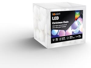 SOLIGHT LED vianočná reťaz farebné gule, 20x LED, 2m, 2x AA