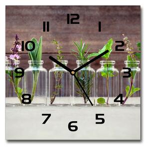 Sklenené hodiny štvorec Rastliny v pohároch
