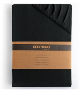 Čierna elastická bavlnená plachta DecoKing Amber Collection, 80/90 x 200 cm