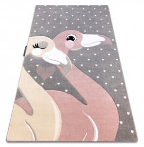 Koberec PETIT FLAMINGOS FLAMING SRDIEČKA sivý