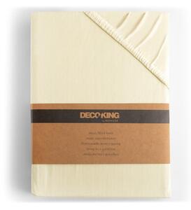 Krémová elastická bavlnená plachta DecoKing Amber Collection, 100/120 x 200 cm