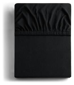 Čierna elastická bavlnená plachta DecoKing Amber Collection, 140/160 x 200 cm