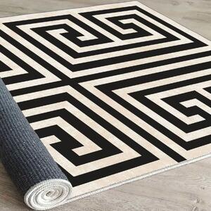 Pletený koberec s geometrickým vzorom, 100 x 300 cm, béžový