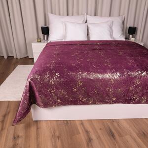Biante Zamatový prehoz na posteľ Isabela IBL-006 Gold Design vínový 140x200 cm