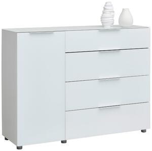 ŠIROKÁ KOMODA, biela s vysokým leskom, 135,6/99,2/40 cm Voleo - Komody