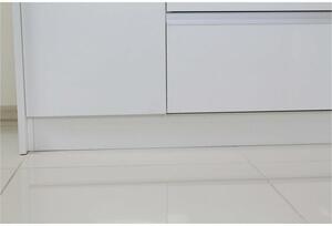 Rohová kuchyňa ľavý roh 323x203 cm (biela vysoký lesk/betón)