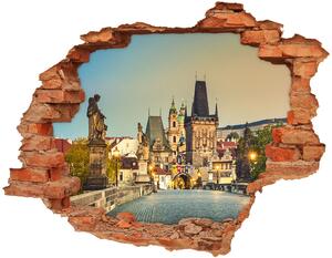 Diera 3D v stene nálepka Most praha česká republika