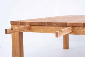 Jedálenský stôl Korund z dubového dreva (vrchná doska 4 cm) s možnosťou rozšírenia
