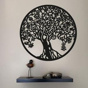 Drevený strom života na stenu - Radosť - 45x45