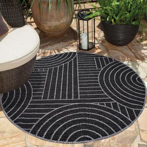 Dekorstudio Obojstranný okrúhly koberec na terasu DuoRug 5842 - antracitový Priemer koberca: 120cm