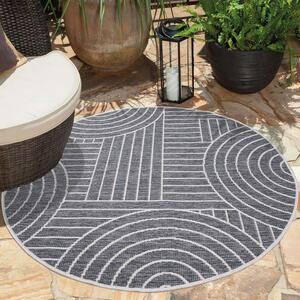 Dekorstudio Obojstranný okrúhly koberec na terasu DuoRug 5842 - sivý Priemer koberca: 160cm