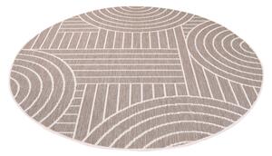 Dekorstudio Obojstranný okrúhly koberec na terasu DuoRug 5842 - béžový Priemer koberca: 120cm