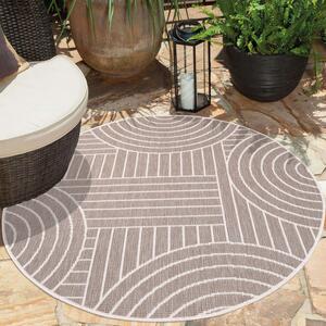 Dekorstudio Obojstranný okrúhly koberec na terasu DuoRug 5842 - béžový Priemer koberca: 160cm