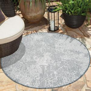 Dekorstudio Obojstranný okrúhly koberec na terasu DuoRug 5845 - sivý Priemer koberca: 120cm