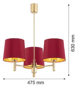 Argon 6266 - Luster na tyči PONTE PLUS 3xE27/15W/230V červená
