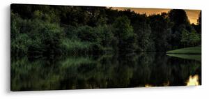 Obraz jazera pri lese (120x50 cm)