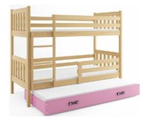 Detská posteľ CARINO s výsuvnou posteľou 80x190 cm - borovica Ružová