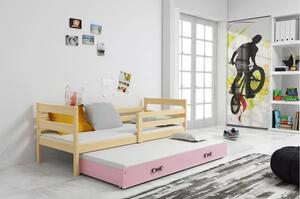 Detská posteľ s výsuvnou posteľou ERYK 200x90 cm Borovica Ružová